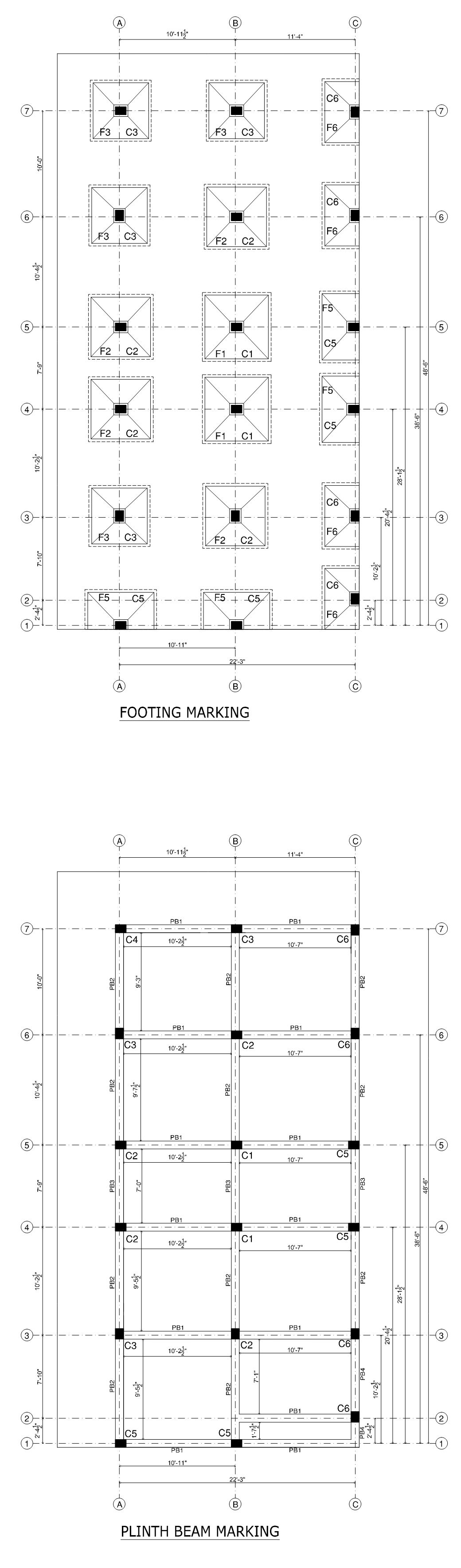 Foundation and plinth beam plan