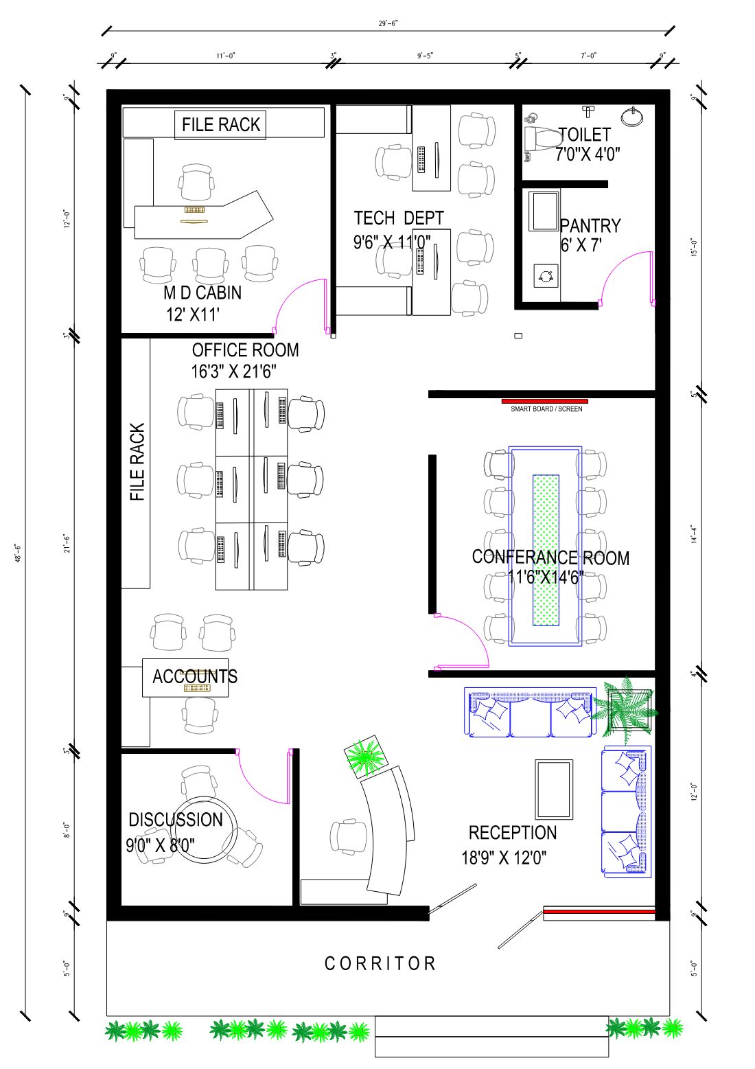 Office interior layout