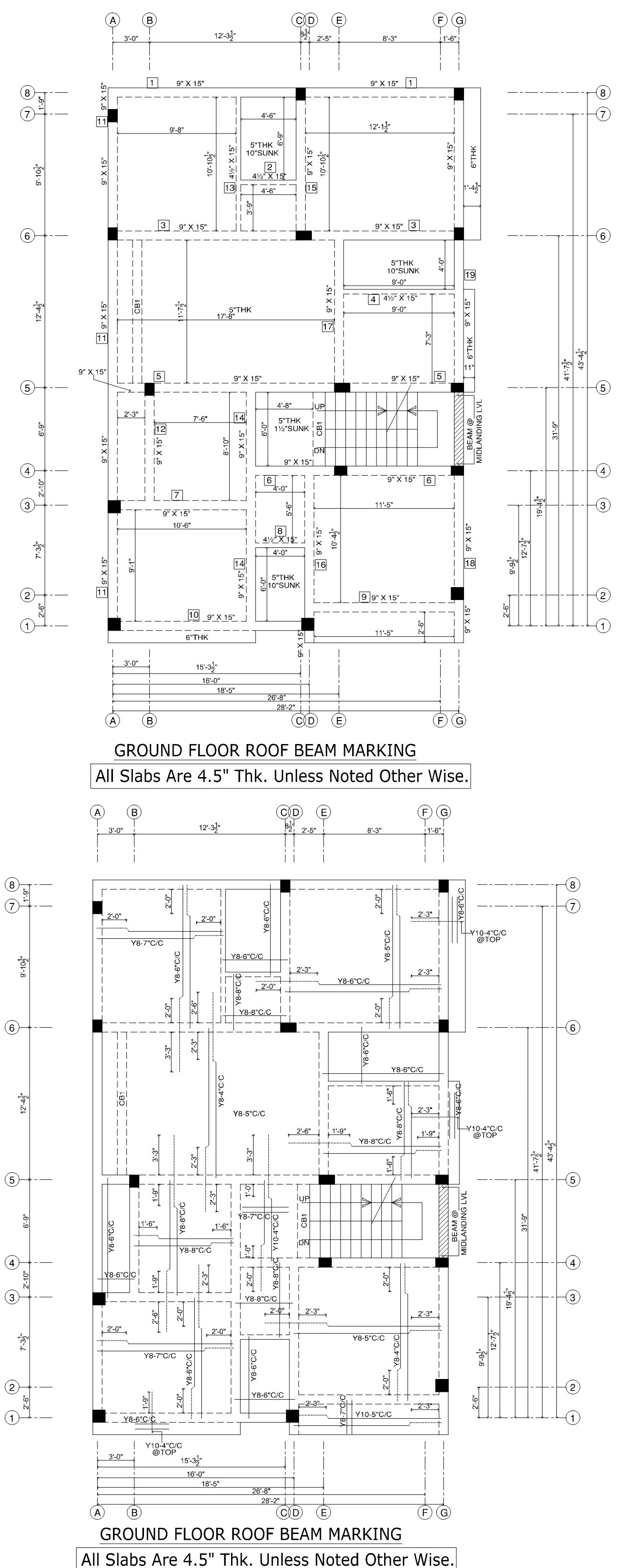 Roof beam and slab plan
